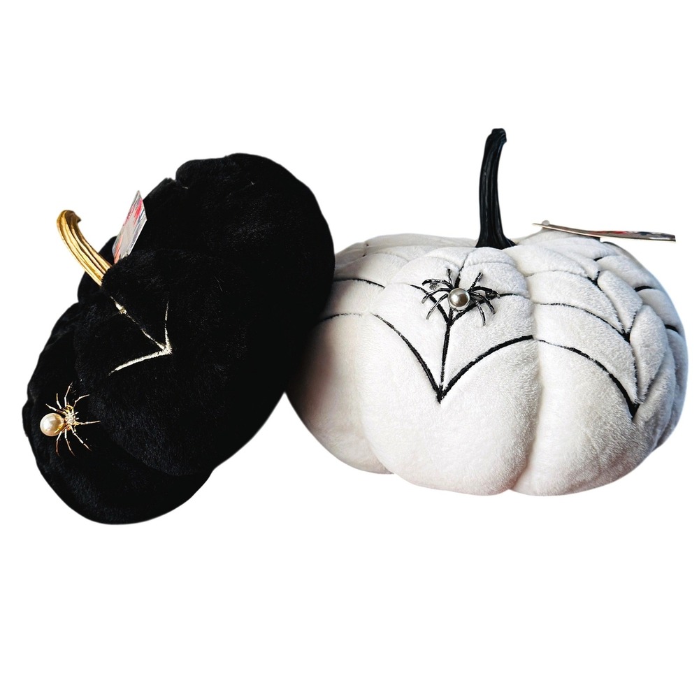 Christian Lacroix Halloween Whimsigoth Velvet Pumpkin Black White Spider Web NWT